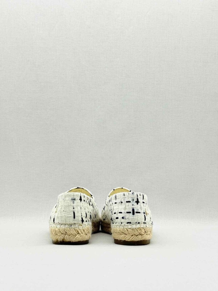 Pre - loved CHANEL Espadrille Beige & Black Tweed Size EU 39 Flats at Reems Closet