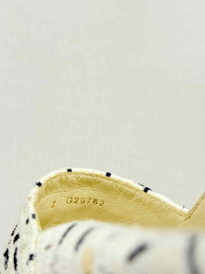 Pre - loved CHANEL Espadrille Beige & Black Tweed Size EU 39 Flats at Reems Closet