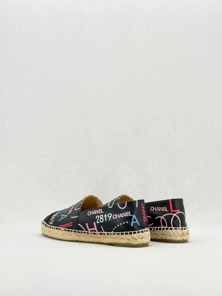 Pre - loved CHANEL Espadrille Black Multicolor Size EU 39 Flats at Reems Closet