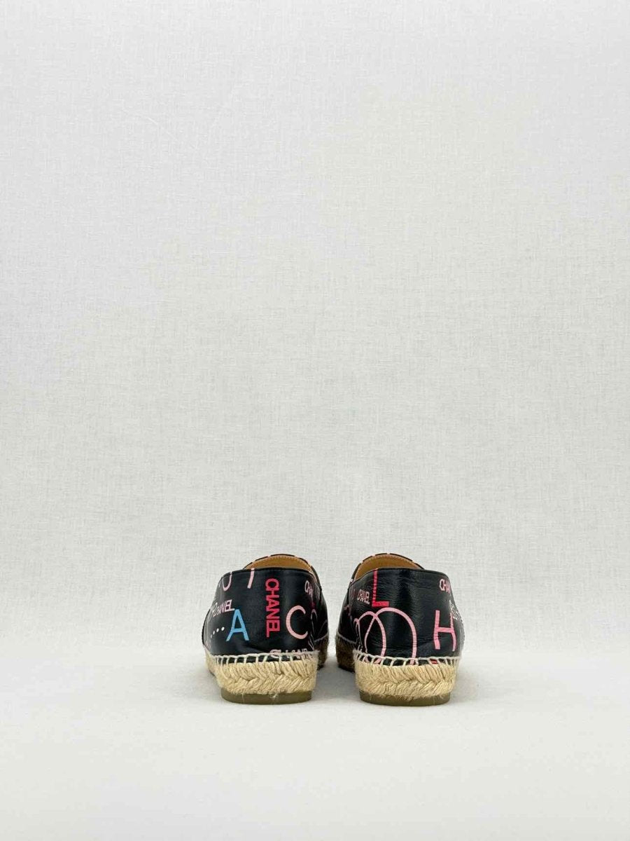 Pre - loved CHANEL Espadrille Black Multicolor Size EU 39 Flats at Reems Closet