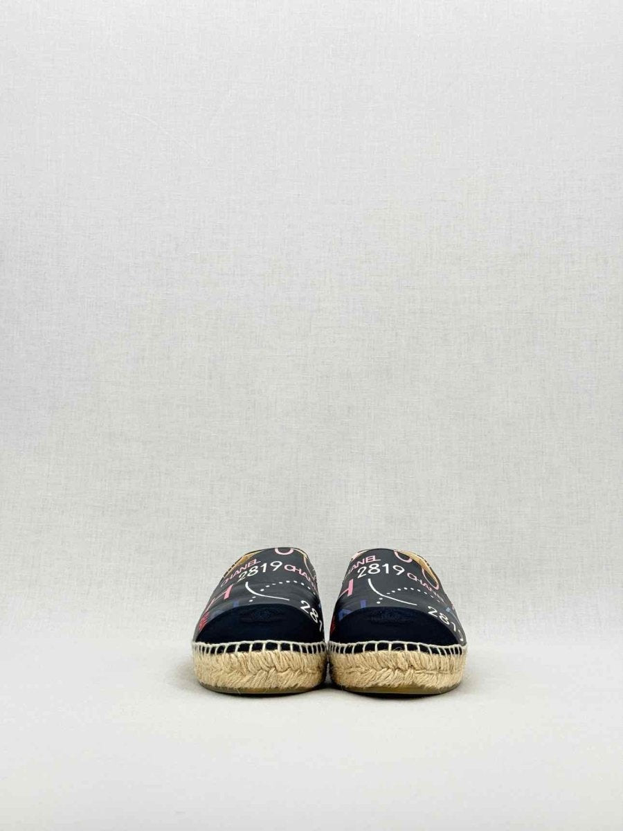 Pre - loved CHANEL Espadrille Black Multicolor Size EU 39 Flats at Reems Closet