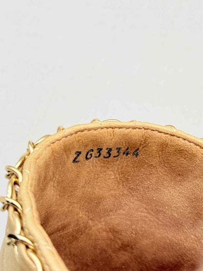 Pre - loved CHANEL Espadrille Gold & Black Cap Toe Size EU 38 Mules at Reems Closet