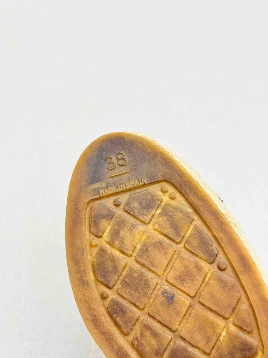 Pre - loved CHANEL Espadrille Gold & Black Cap Toe Size EU 38 Mules at Reems Closet