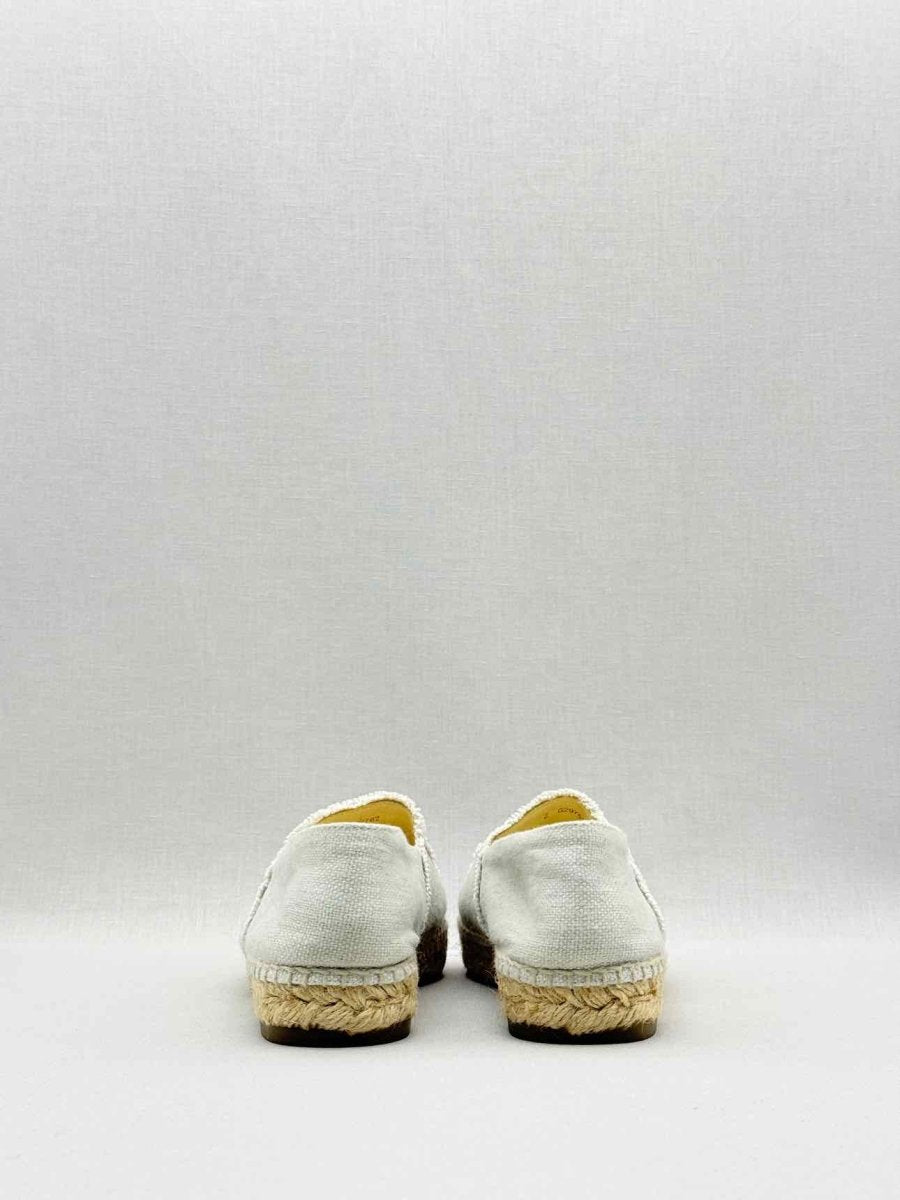 Pre - loved CHANEL Espadrille Off - white & Black Size EU 38 Flats at Reems Closet