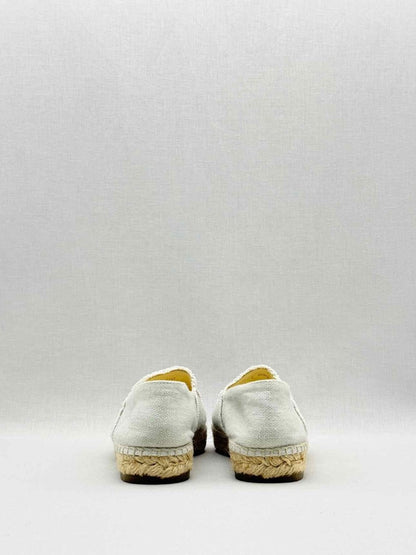 Pre - loved CHANEL Espadrille Off - white & Black Size EU 38 Flats at Reems Closet