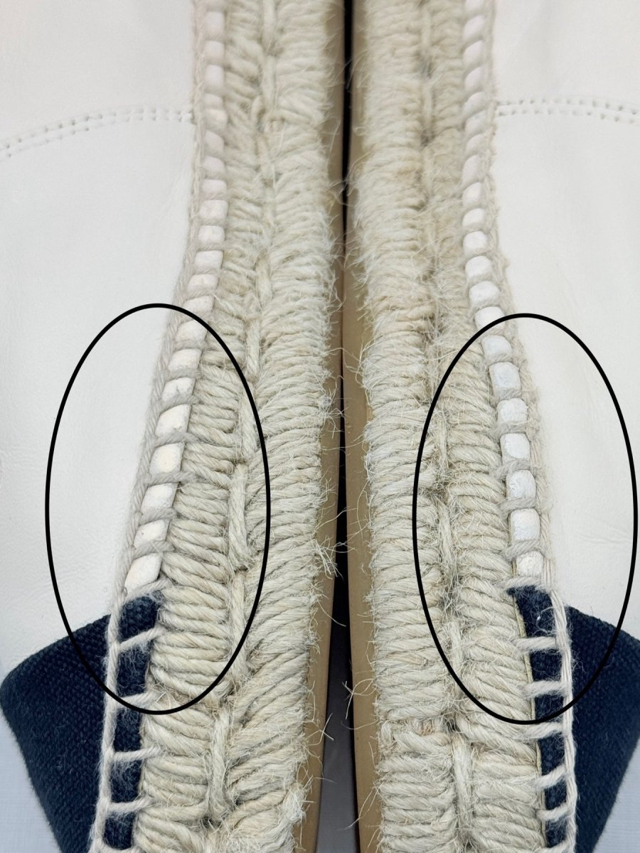 Pre - loved CHANEL Espadrille Off - white CC Logo Size EU 39 Flats at Reems Closet