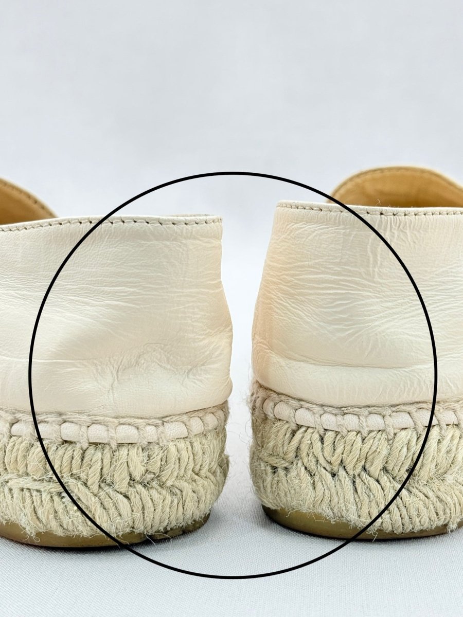 Pre - loved CHANEL Espadrille Off - white CC Logo Size EU 39 Flats at Reems Closet