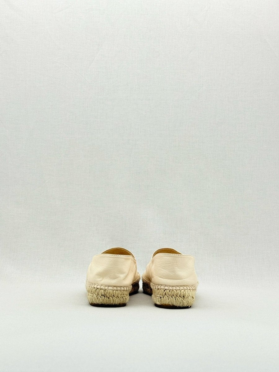 Pre - loved CHANEL Espadrille Off - white CC Logo Size EU 39 Flats at Reems Closet