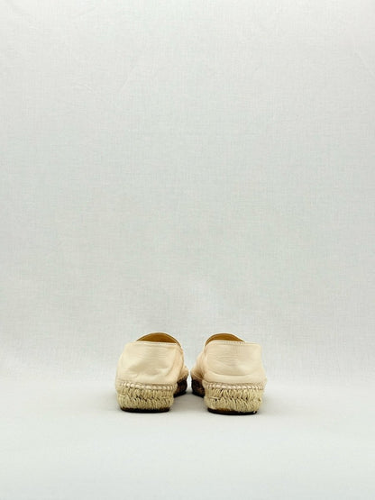 Pre - loved CHANEL Espadrille Off - white CC Logo Size EU 39 Flats at Reems Closet