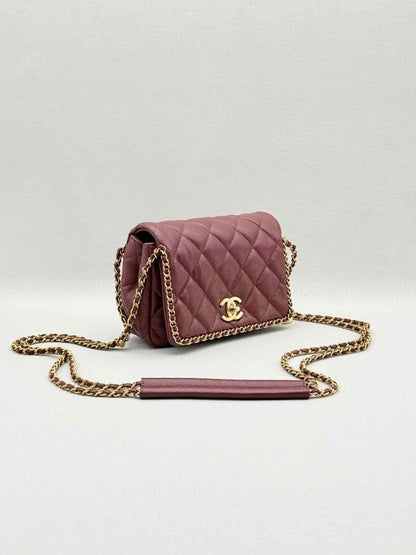 Pre - loved CHANEL Fall/Winter 2022 Burgundy Quilted Shoulder Bag at Reems Closet