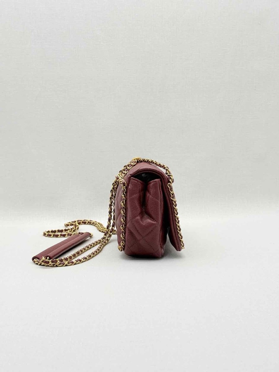 Pre - loved CHANEL Fall/Winter 2022 Burgundy Quilted Shoulder Bag at Reems Closet