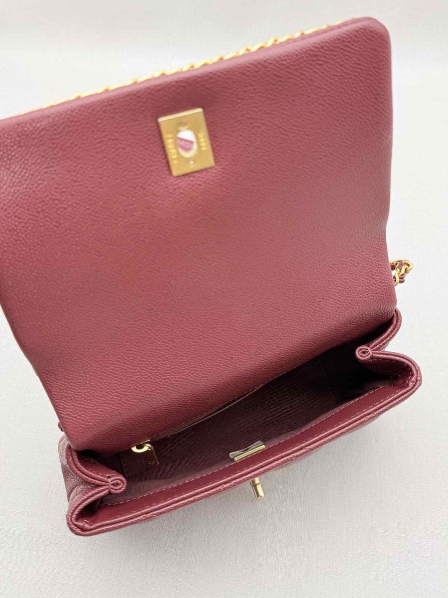 Pre - loved CHANEL Fall/Winter 2022 Burgundy Quilted Shoulder Bag at Reems Closet