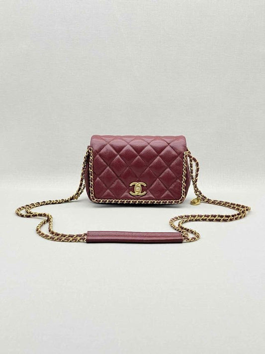 Pre - loved CHANEL Fall/Winter 2022 Burgundy Quilted Shoulder Bag at Reems Closet