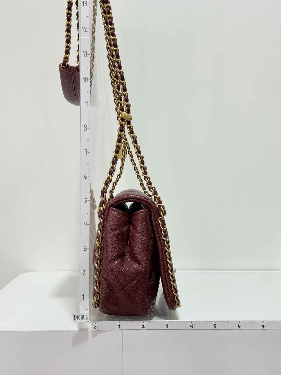 Pre - loved CHANEL Fall/Winter 2022 Burgundy Quilted Shoulder Bag at Reems Closet