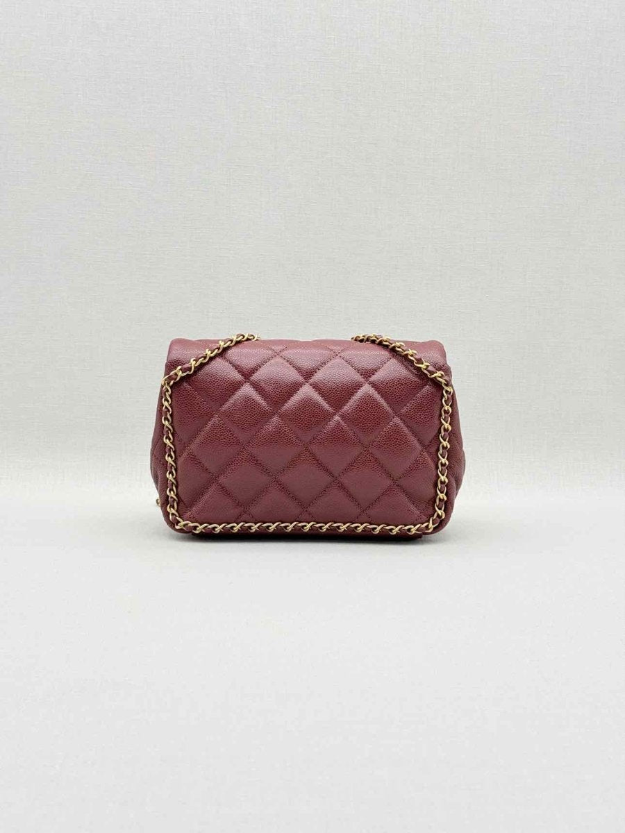 Pre - loved CHANEL Fall/Winter 2022 Burgundy Quilted Shoulder Bag at Reems Closet