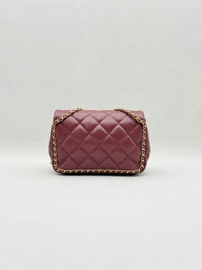 Pre - loved CHANEL Fall/Winter 2022 Burgundy Quilted Shoulder Bag at Reems Closet