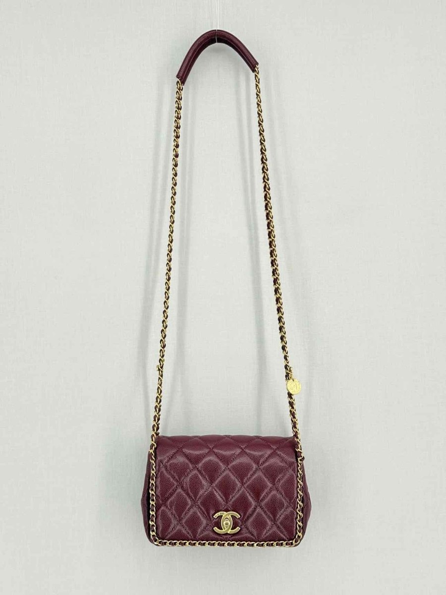 Pre - loved CHANEL Fall/Winter 2022 Burgundy Quilted Shoulder Bag at Reems Closet