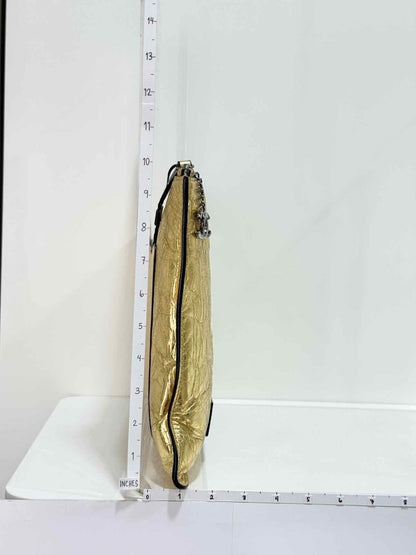 Pre - loved CHANEL Feministe Mais Feminine Gold Clutch at Reems Closet