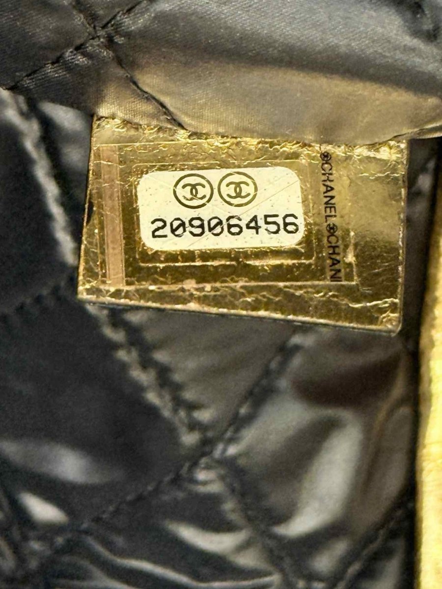 Pre - loved CHANEL Feministe Mais Feminine Gold Clutch at Reems Closet