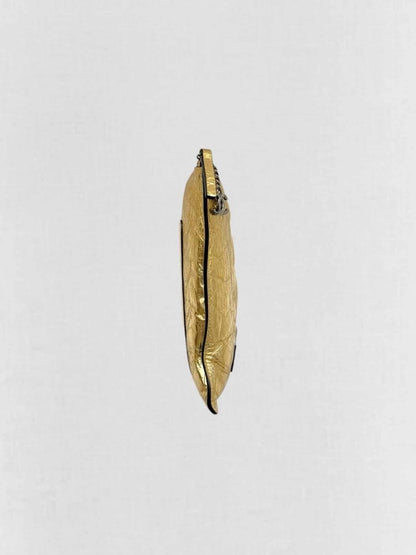 Pre - loved CHANEL Feministe Mais Feminine Gold Clutch at Reems Closet