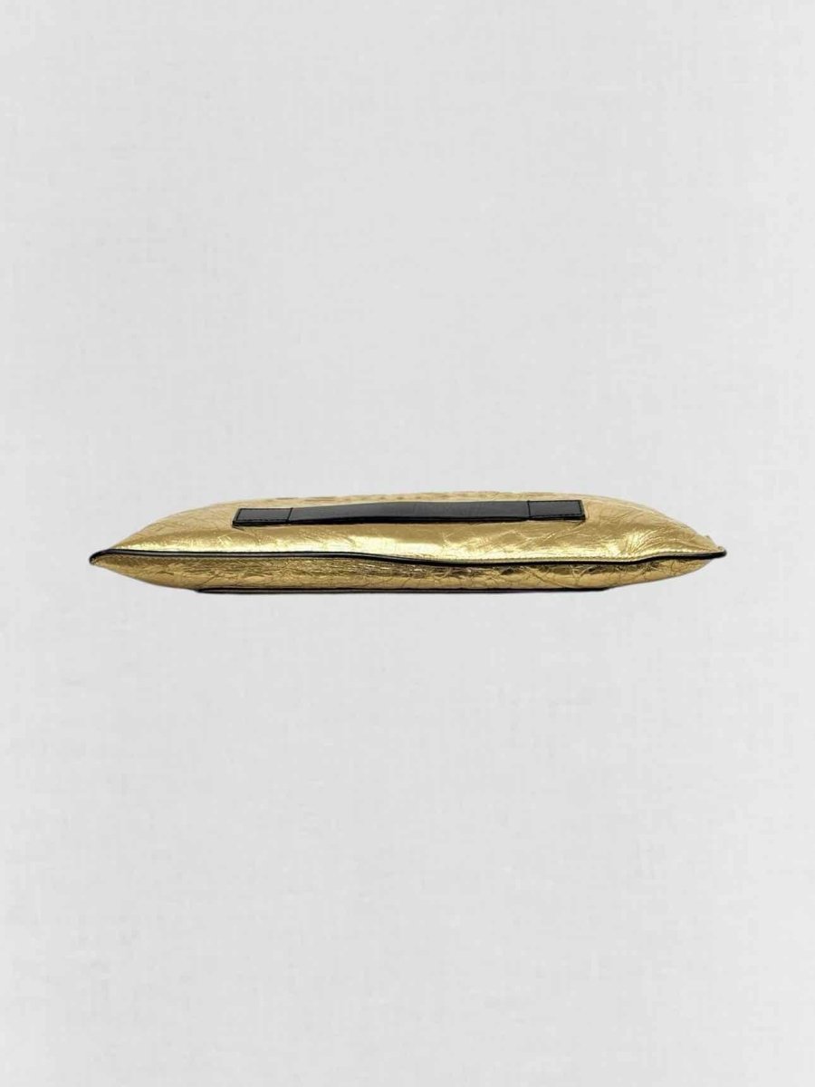 Pre - loved CHANEL Feministe Mais Feminine Gold Clutch at Reems Closet