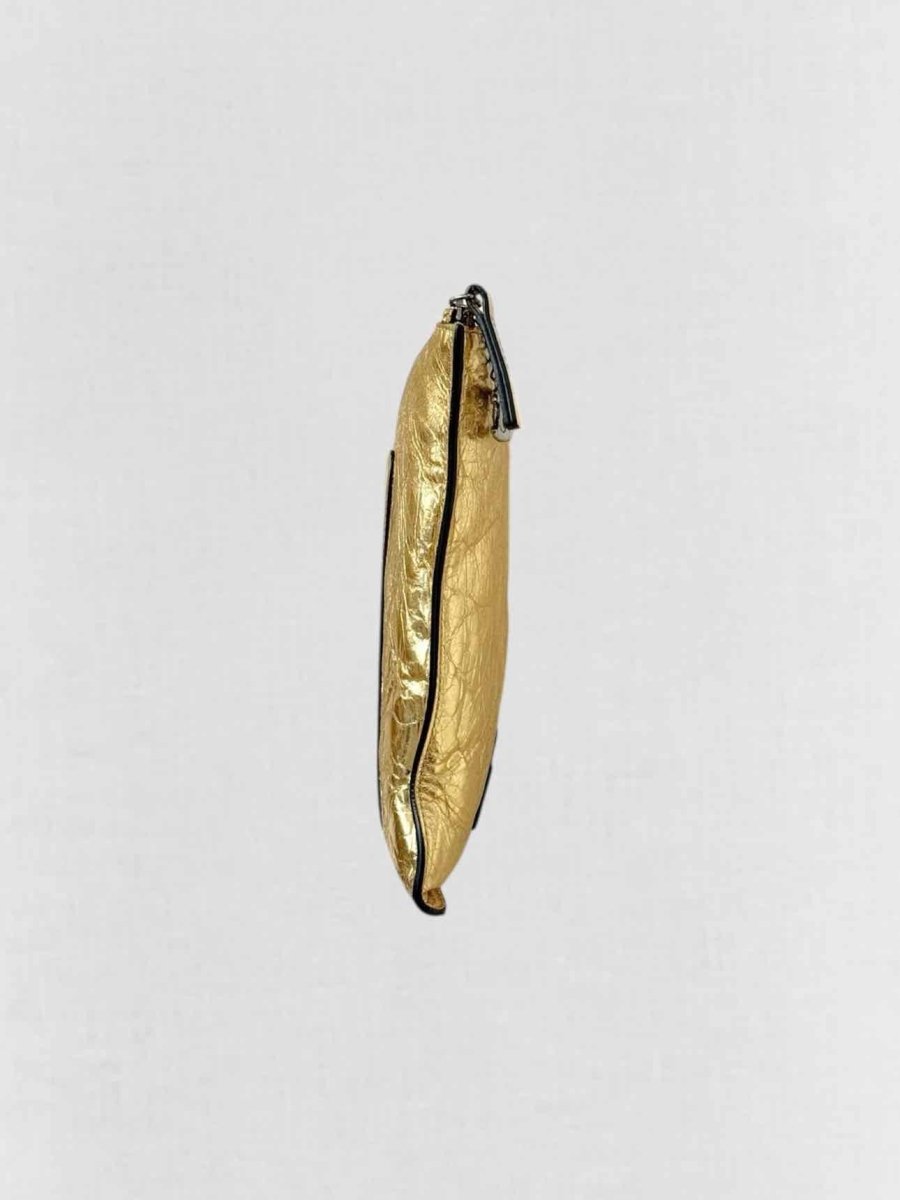 Pre - loved CHANEL Feministe Mais Feminine Gold Clutch at Reems Closet