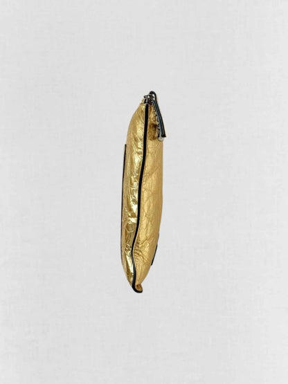 Pre - loved CHANEL Feministe Mais Feminine Gold Clutch at Reems Closet