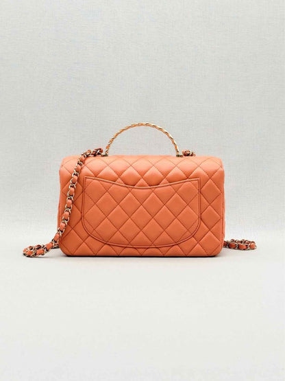 Pre - loved CHANEL Flap Coral Quilted Top Handle at Reems Closet