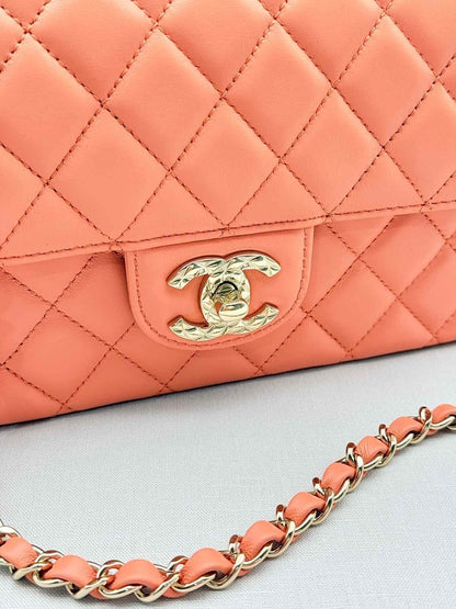 Pre - loved CHANEL Flap Coral Quilted Top Handle at Reems Closet