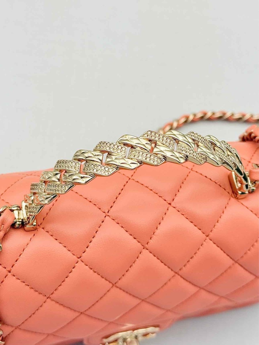 Pre - loved CHANEL Flap Coral Quilted Top Handle at Reems Closet