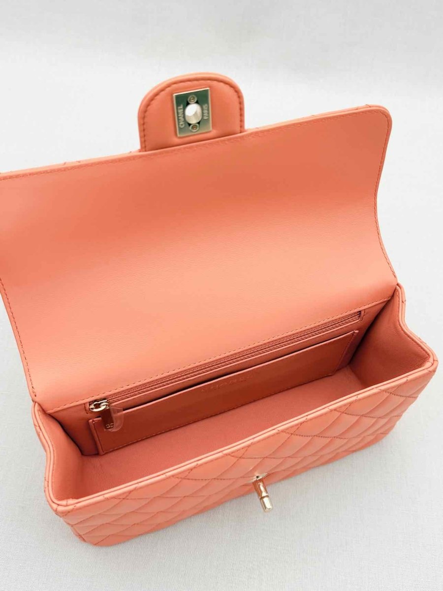 Pre - loved CHANEL Flap Coral Quilted Top Handle at Reems Closet