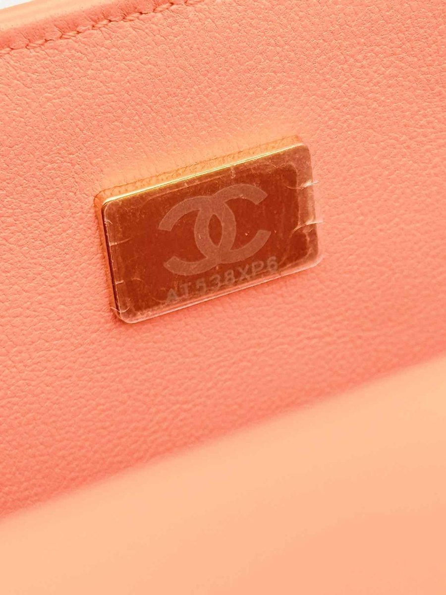 Pre - loved CHANEL Flap Coral Quilted Top Handle at Reems Closet