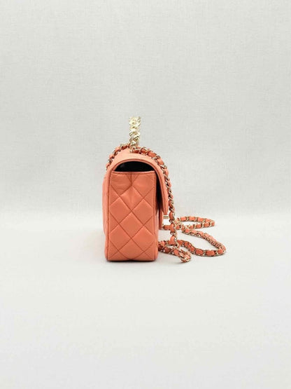 Pre - loved CHANEL Flap Coral Quilted Top Handle at Reems Closet