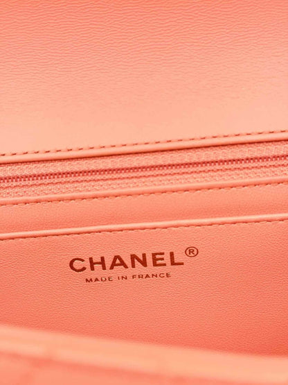 Pre - loved CHANEL Flap Coral Quilted Top Handle at Reems Closet