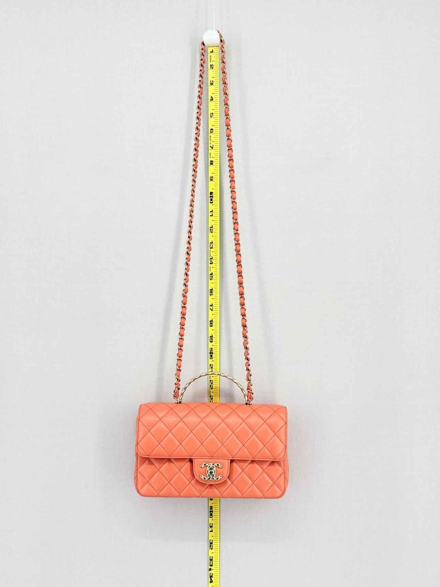 Pre - loved CHANEL Flap Coral Quilted Top Handle at Reems Closet