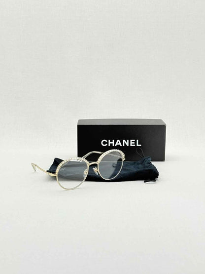 Pre - loved CHANEL Gold Tone Sunglasses at Reems Closet