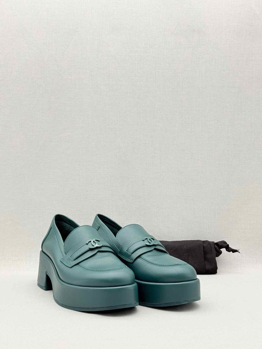 Pre - loved CHANEL Green Size EU 39 Loafers at Reems Closet