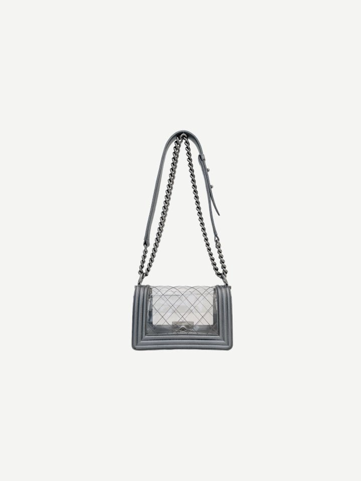 Pre - loved CHANEL Grey Shoulder Bag at Reems Closet