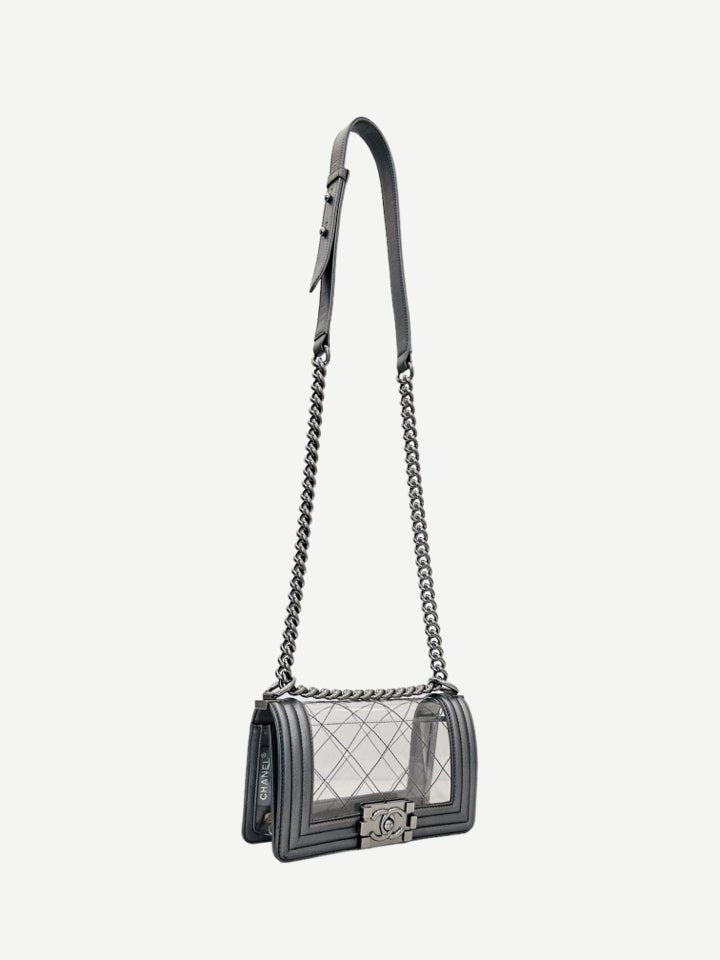 Pre - loved CHANEL Grey Shoulder Bag at Reems Closet