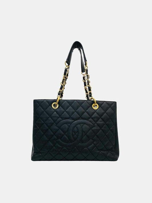 Pre - loved CHANEL GST Shopper Black Quilted Tote Bag at Reems Closet