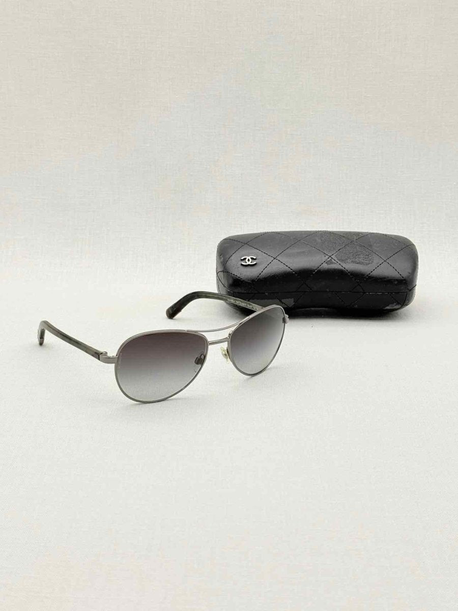 Pre - loved CHANEL Gun Metal Sunglasses at Reems Closet