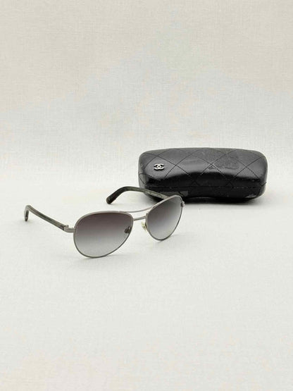 Pre - loved CHANEL Gun Metal Sunglasses at Reems Closet