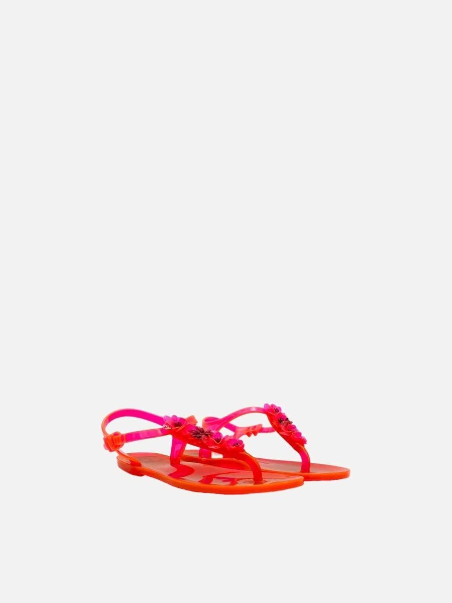 Pre - loved CHANEL Jelly Orange Sandals 37 at Reems Closet