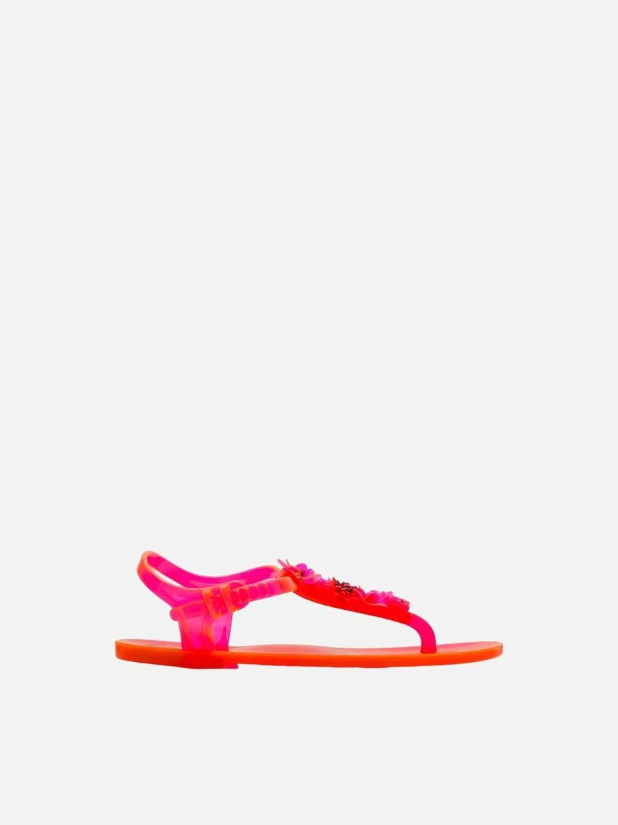 Pre - loved CHANEL Jelly Orange Sandals 37 at Reems Closet