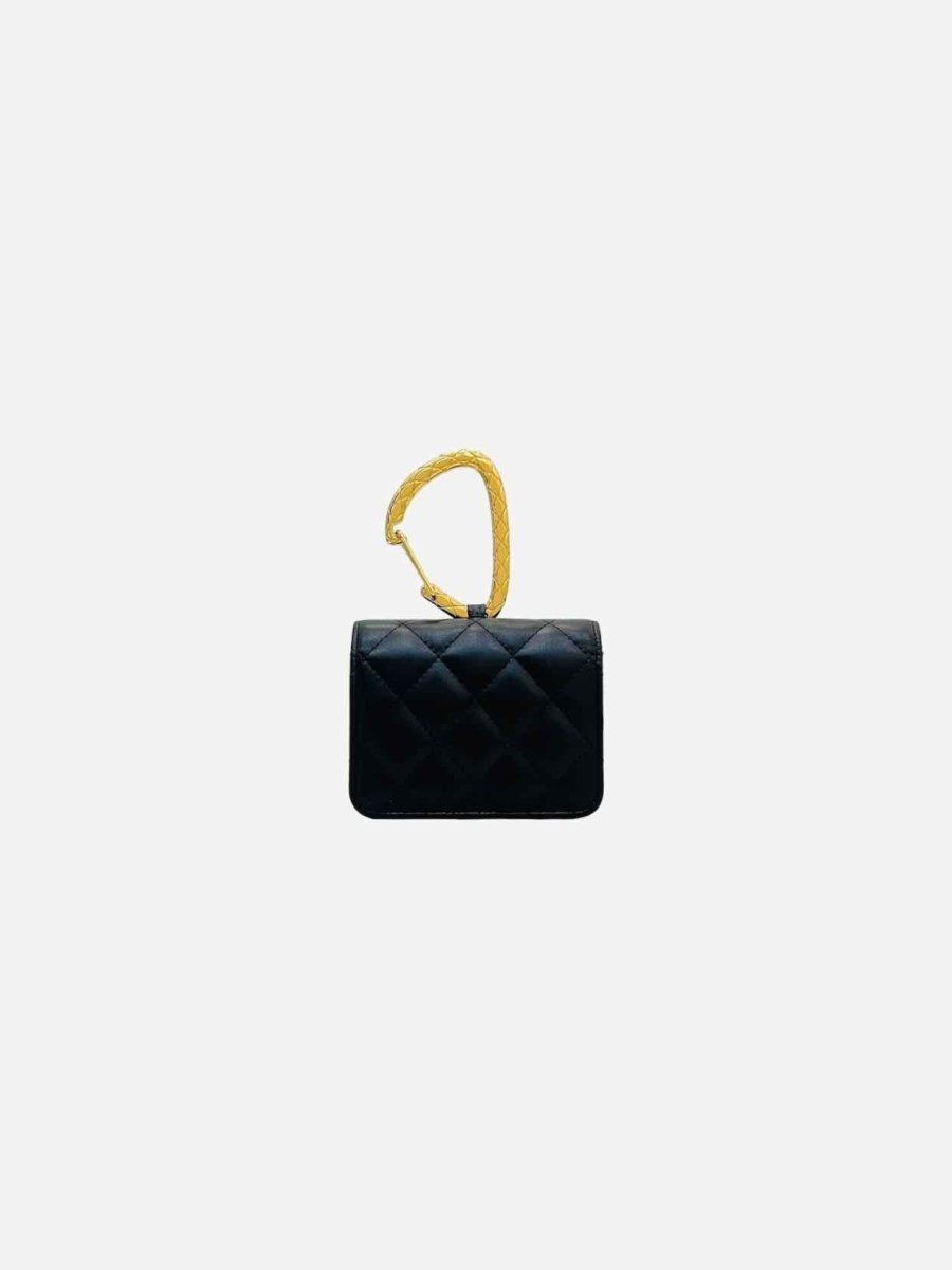 Pre - loved CHANEL Jewel Hook Black Quilted Card Holder at Reems Closet