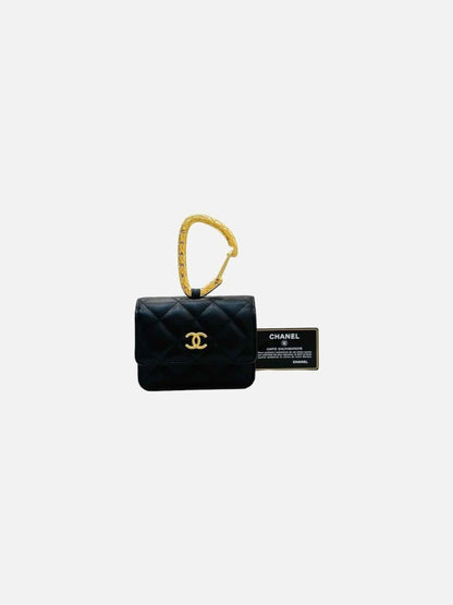 Pre - loved CHANEL Jewel Hook Black Quilted Card Holder at Reems Closet