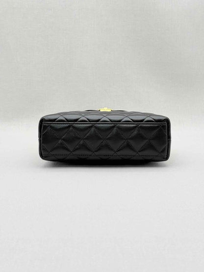 Pre - loved CHANEL Kelly Black Quilted Top Handle at Reems Closet