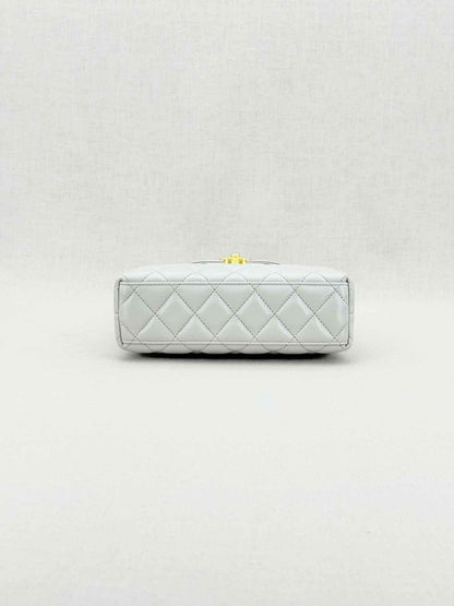 Pre - loved CHANEL Kelly Grey Quilted Top Handle at Reems Closet