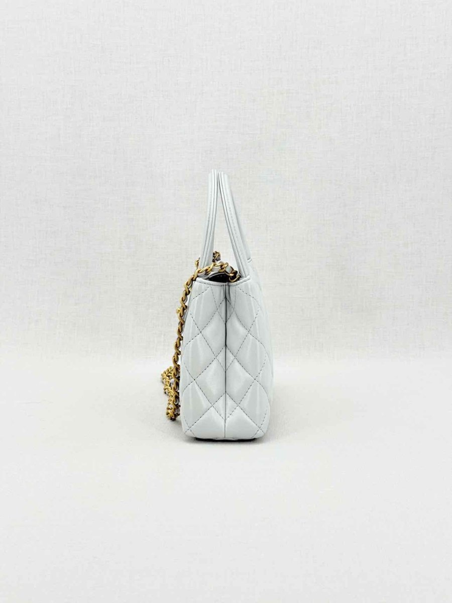 Pre - loved CHANEL Kelly Grey Quilted Top Handle at Reems Closet