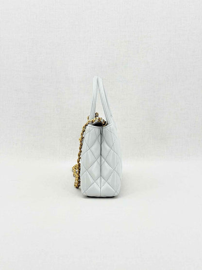 Pre - loved CHANEL Kelly Grey Quilted Top Handle at Reems Closet